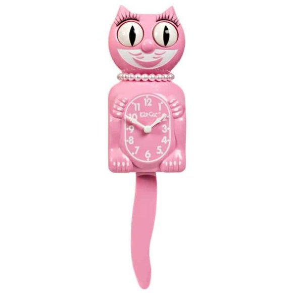 Pink Satin Lady Kit Cat Klock clock - Picture 1 of 5